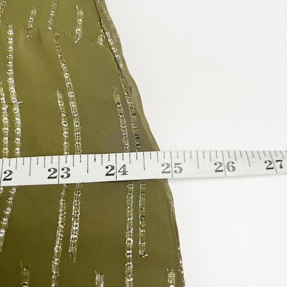 NWT Express Maxi Dress Women's Size XL Olive Green Metallic Cutout Ruched Front - Picture 12 of 16